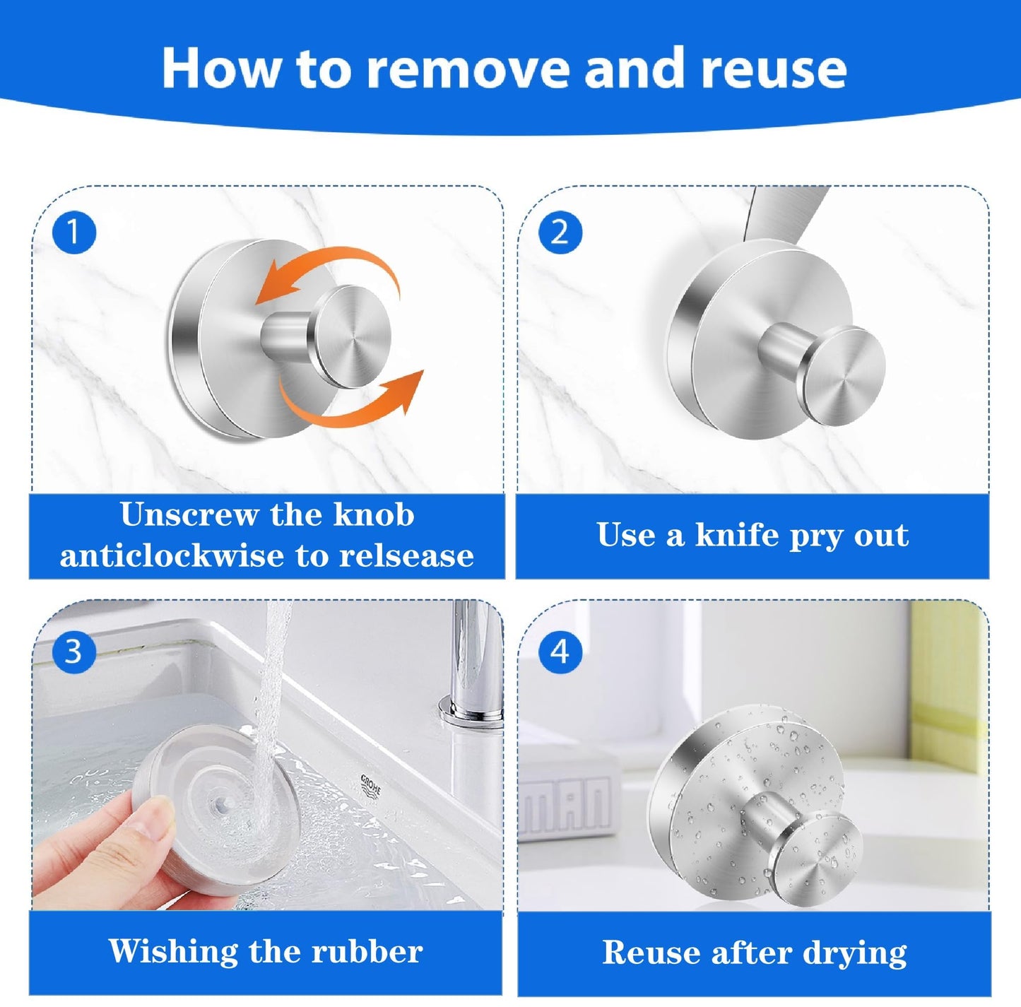 HRMNUS Suction Cup Hooks for Shower, Bathroom,Glass Door, Mirror, Kitchen,Tile – Loofah, Towel, Coat, No-Drill Bath Robe Hook Holder for Hanging up to 15 lbs Removable Wall Hooks,Brushed silver,4packs