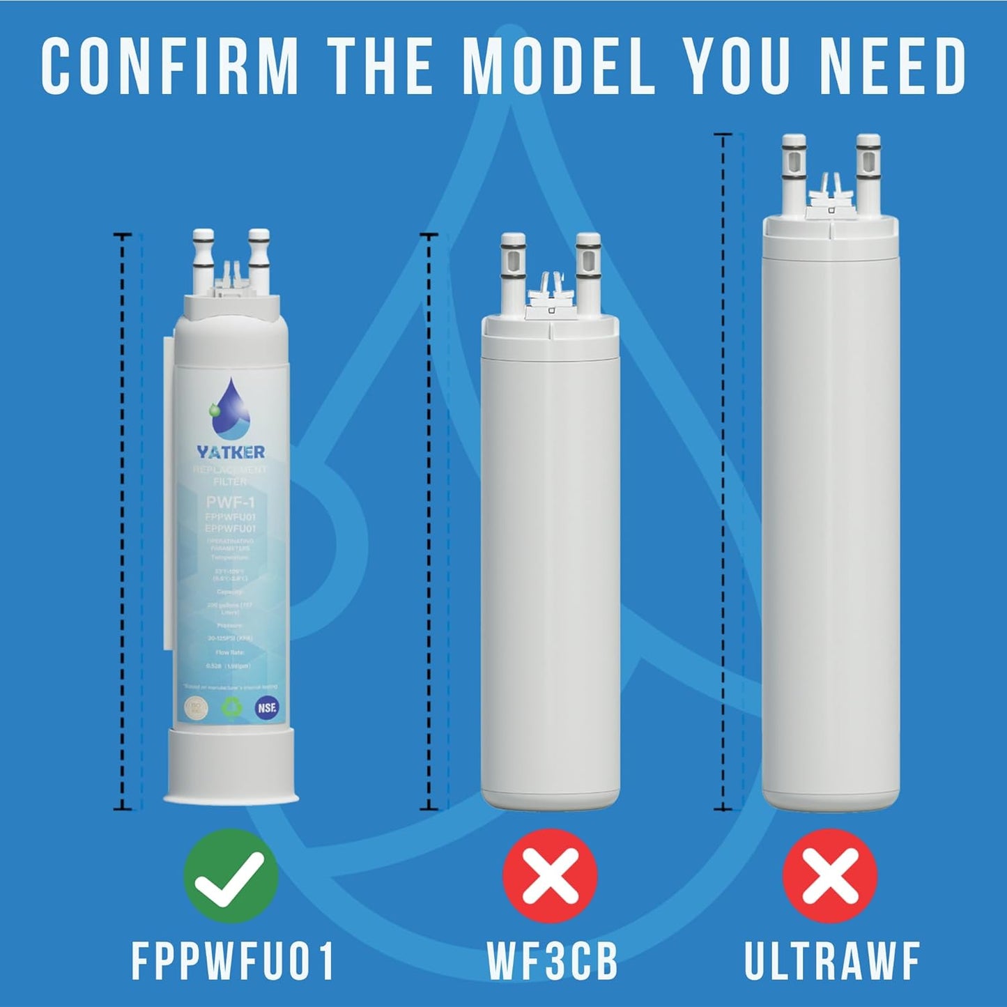 Frigidaire FPPWFU01 Water Filter Replacement - 3-Pack Compatible with PurePour PWF-1 & EPPWF01
