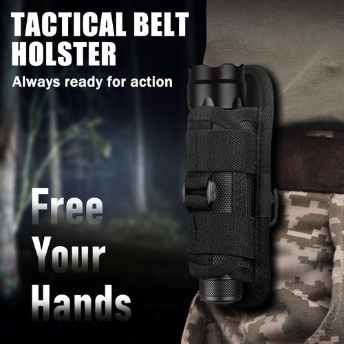 FandyFire 1000 Lumen Tactical Flashlight with Holster, Super Bright Single Mode Law Enforcement - Police LED Flashlight for Security and Duty Belt Mini Torch 502B