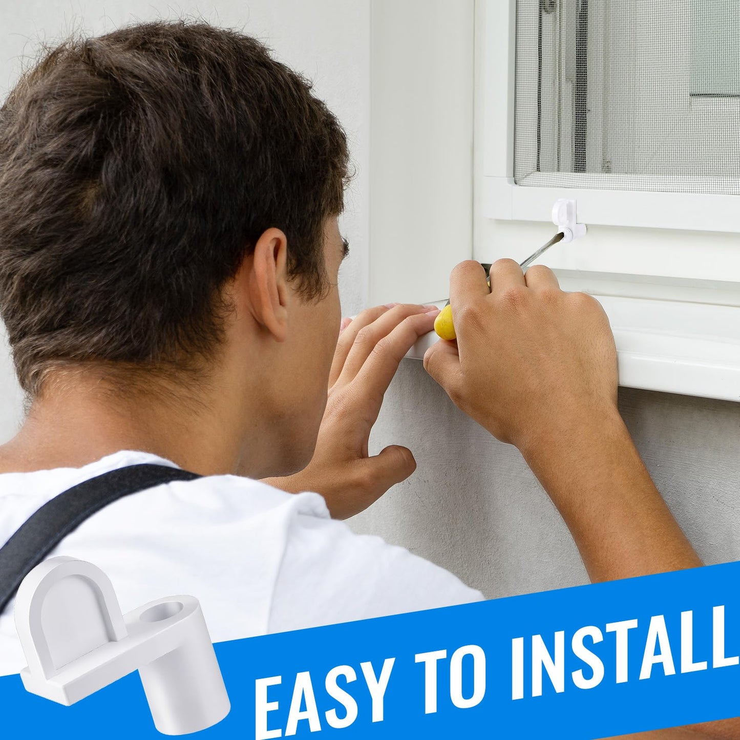 Blulu 12 Pack 3/8 in Nylon Window Screen Clip with Screws Offset Clips for Fastens Storm Window, Storm Panels, Screen Door Clips (White)