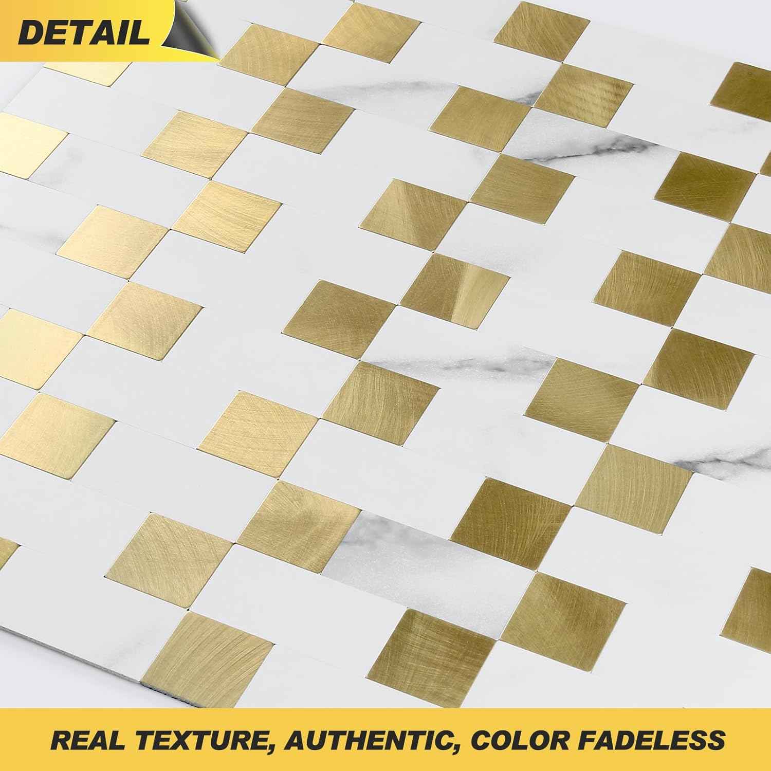 Stainless Steel Peel and Stick Backsplash Tiles - 20 Sheets, 12''x12'' for Kitchen & Bathroom