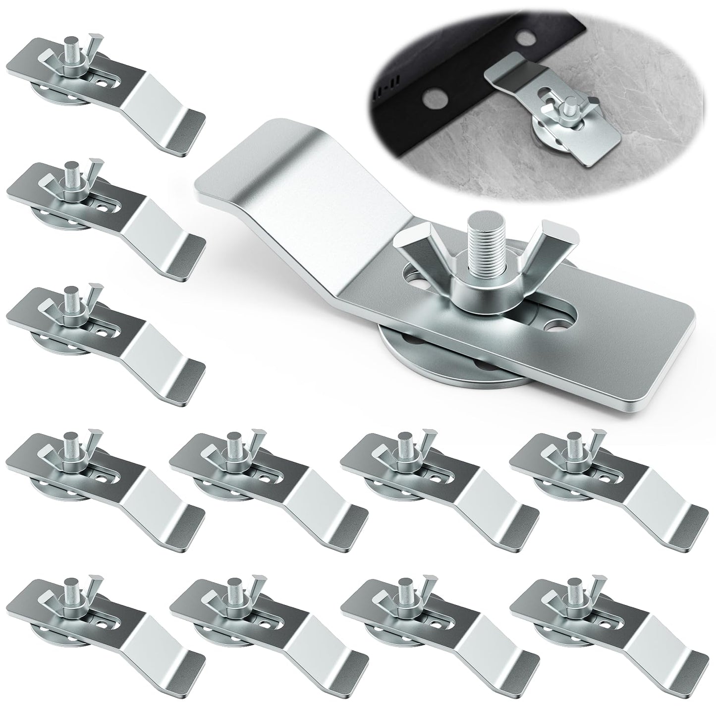 12 Pack Undermount Sink Clip, Sink Clips Kit,Sink Mounting Kit Bracket, for Bathroom Kitchen Marble Granite Vanity Countertop Installation and Repair Kit - Silver