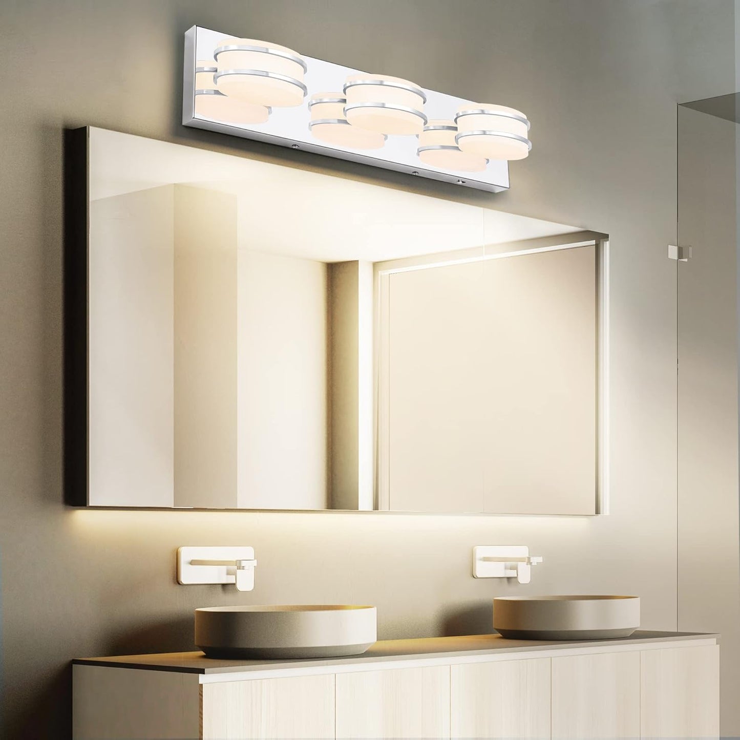 LED Chrome 3-Light Dimmable Bathroom Vanity Light Fixture - Modern Acrylic & Stainless Steel Over Mirror Lighting