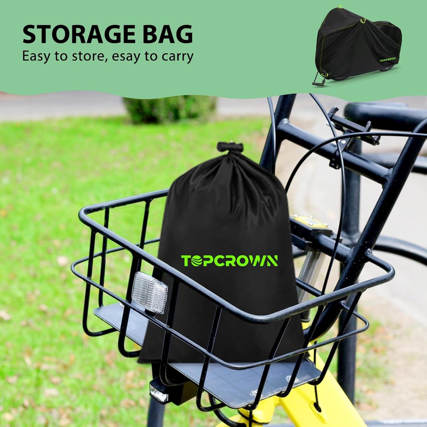 Topcrown Waterproof Bike Cover - Outdoor Protection for 2 Bikes | UV, Dust & Wind Proof, XXL Black & Green