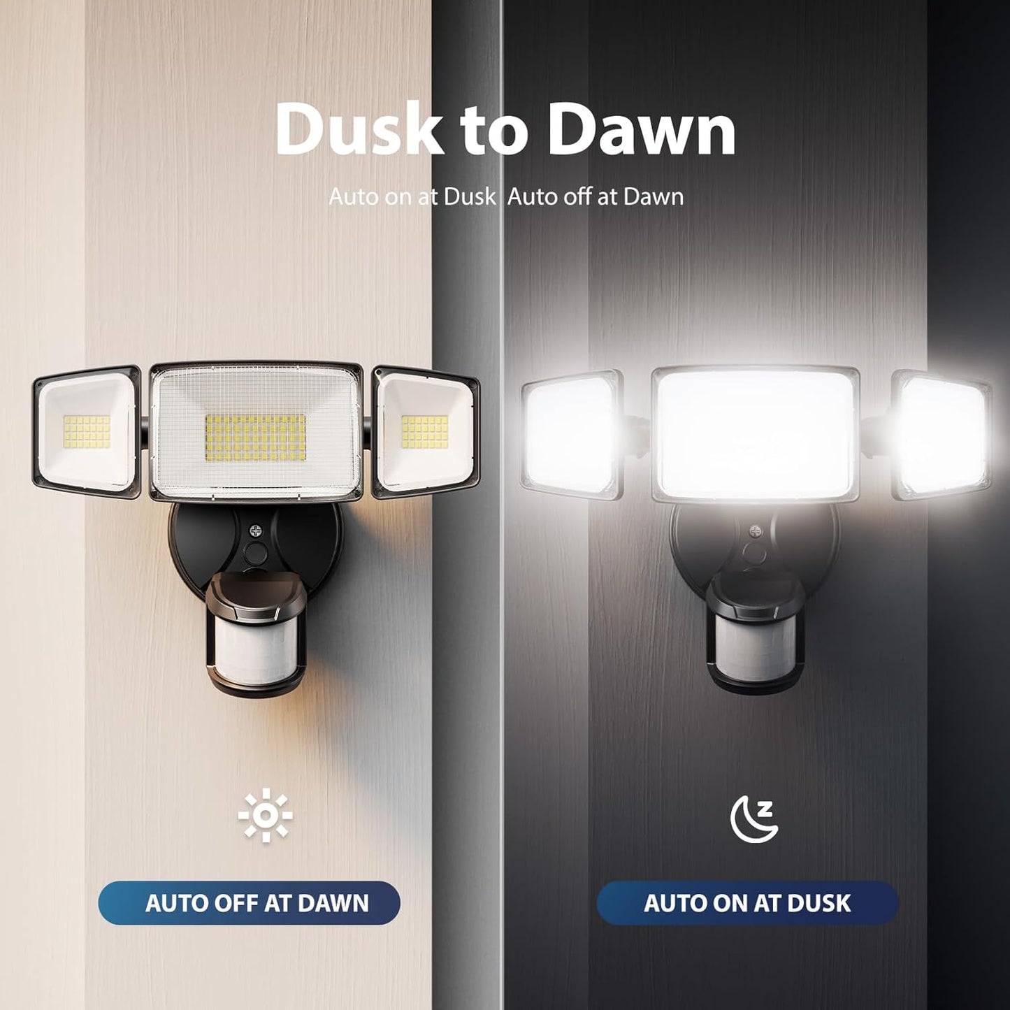 75W LED Motion Sensor Flood Light - Dusk to Dawn Outdoor Security Light, 7500LM, IP65 Waterproof