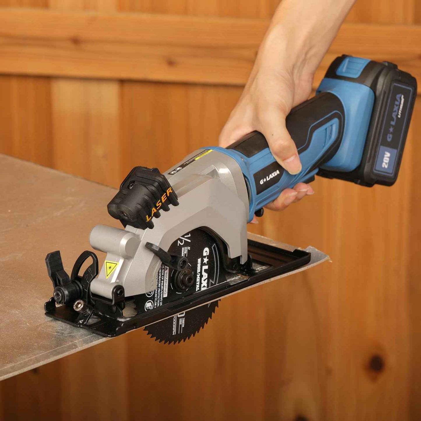 Compact Mini Circular Saw 4-1/2” with Laser Guide & 4.0A Battery - Ideal for Wood & Plastic Cuts