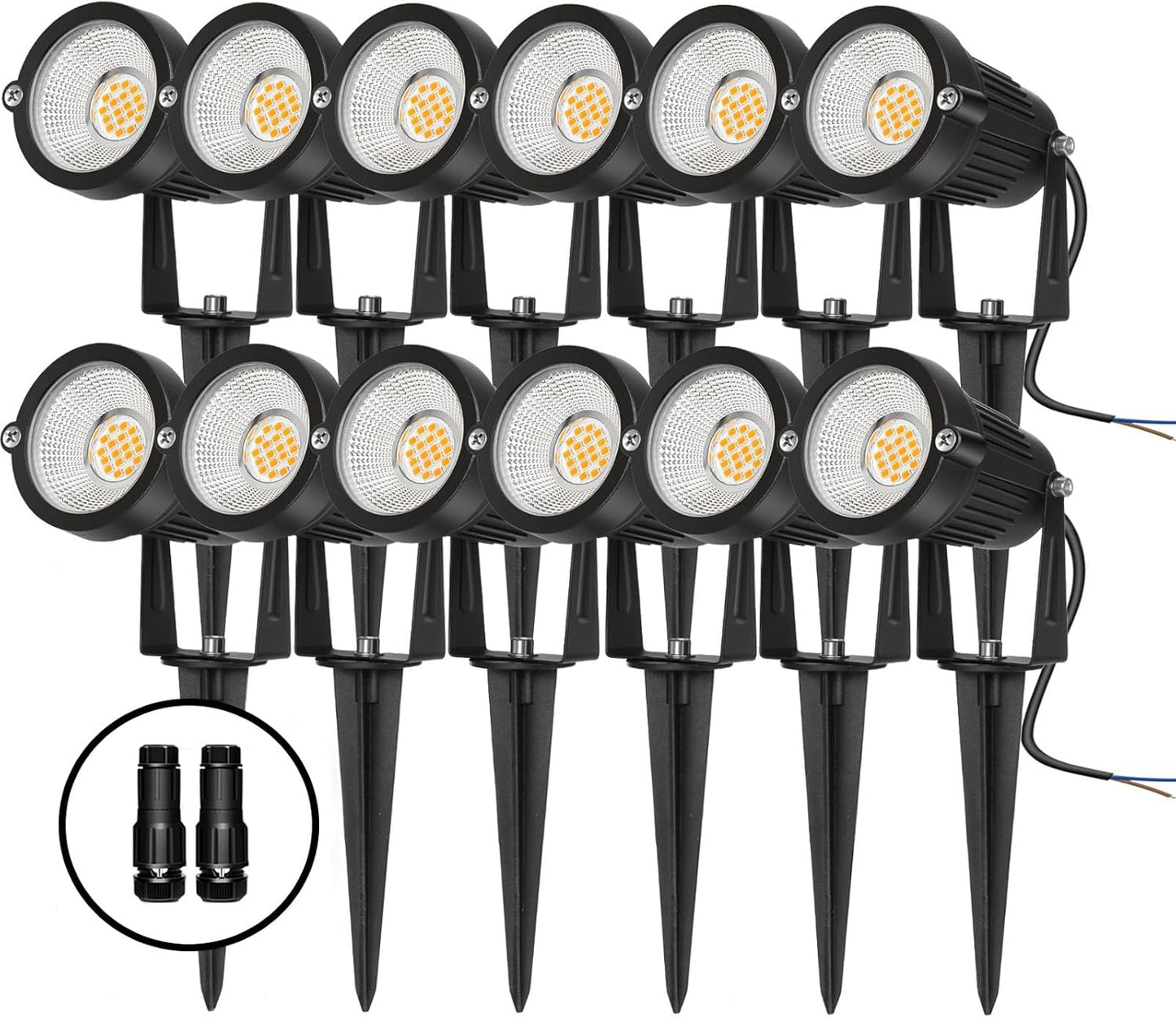 7W LED Low Voltage Landscape Lights - 700LM Warm White Spotlights for Garden Pathway | IP65 Waterproof | 12V/24V | 6 Pack