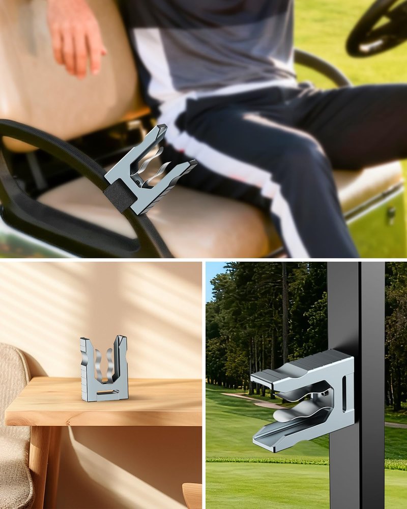 Omnqira Magnetic Cigar Holder for Golf Cart - Ultimate Golf Accessory for Cigar Lovers with Powerful N52 Magnet & Loop Strap, Adjustable Clip (20-64 Ring Gauge), Durable Aluminum Alloy (Gray)
