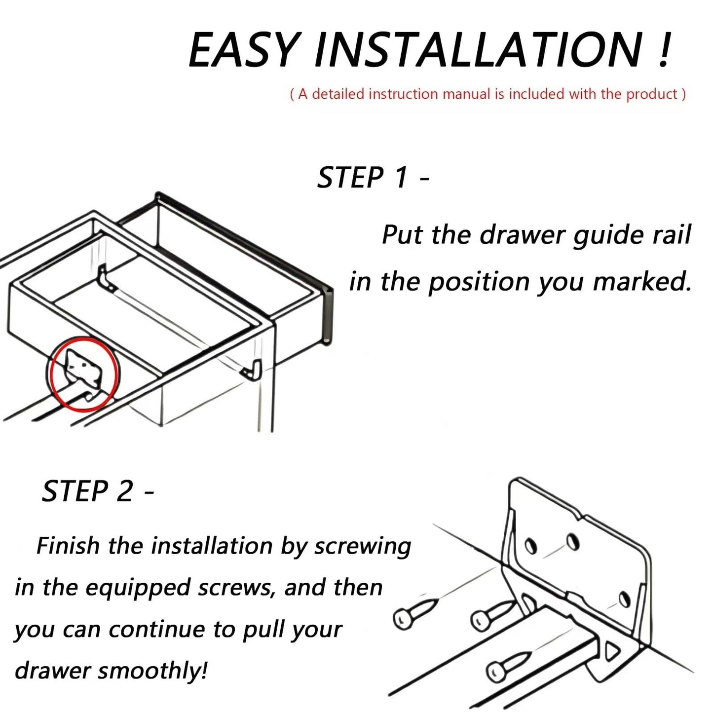CAMGJORT(12 PCS) Drawer Guides Center Mount 2-7/16 x 1-7/8 x 1/2 Plastic Drawer Track Guides with Screws for Dresser Furniture Cabinet Closet Drawer