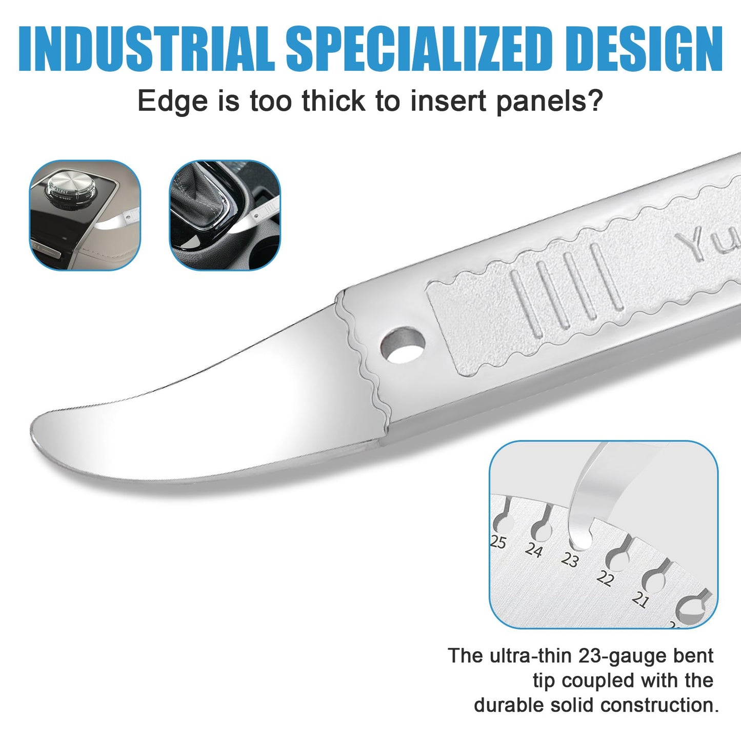 4140 Dual-purpose Steel Pry Bar, Multi-Function Trim Removal Tool for Automotive Panel,Planes Panel, Interior &exterior Trim Removal (Silver Pry Tool 1pc)