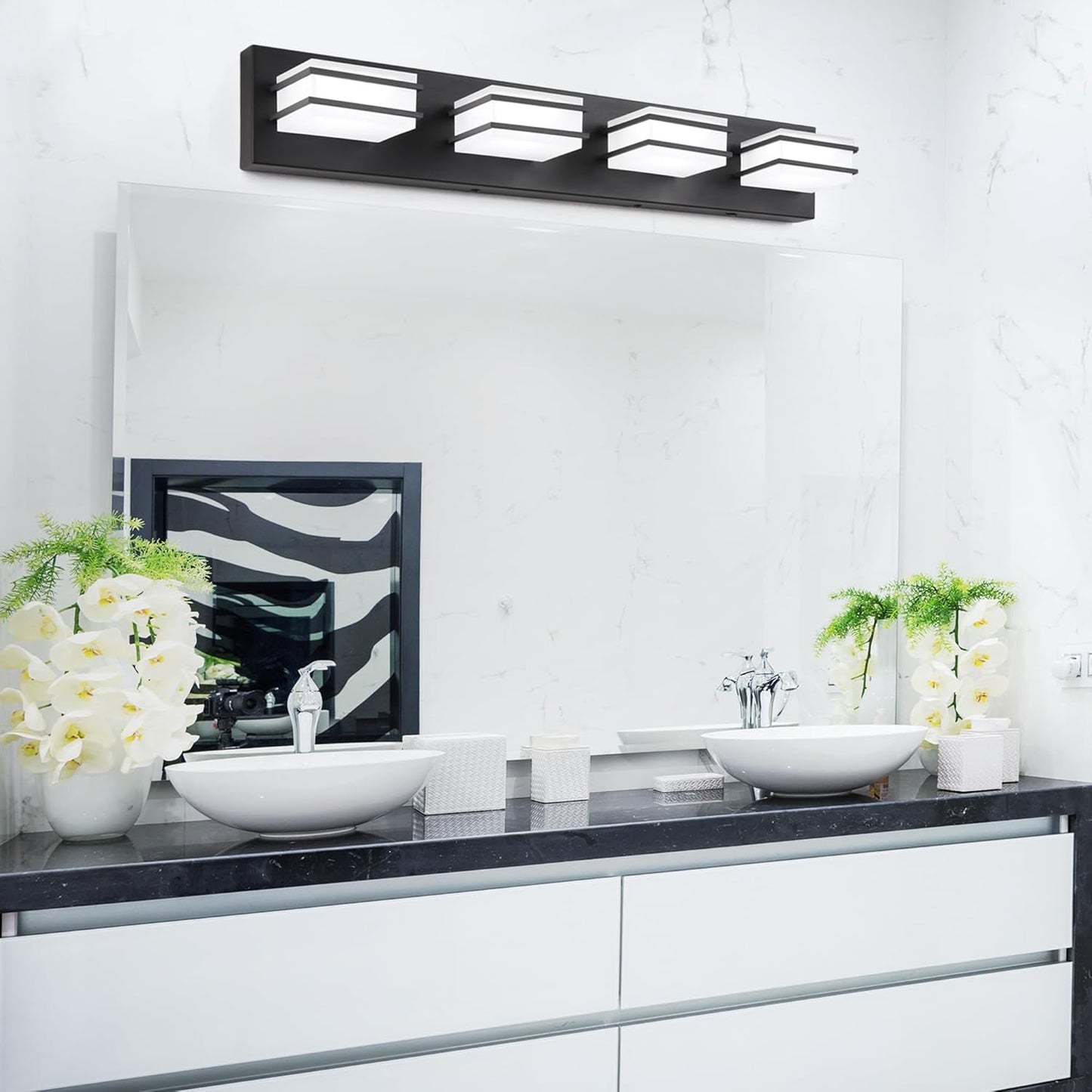 LED Chrome 3-Light Dimmable Bathroom Vanity Light Fixture - Modern Acrylic & Stainless Steel Over Mirror Lighting