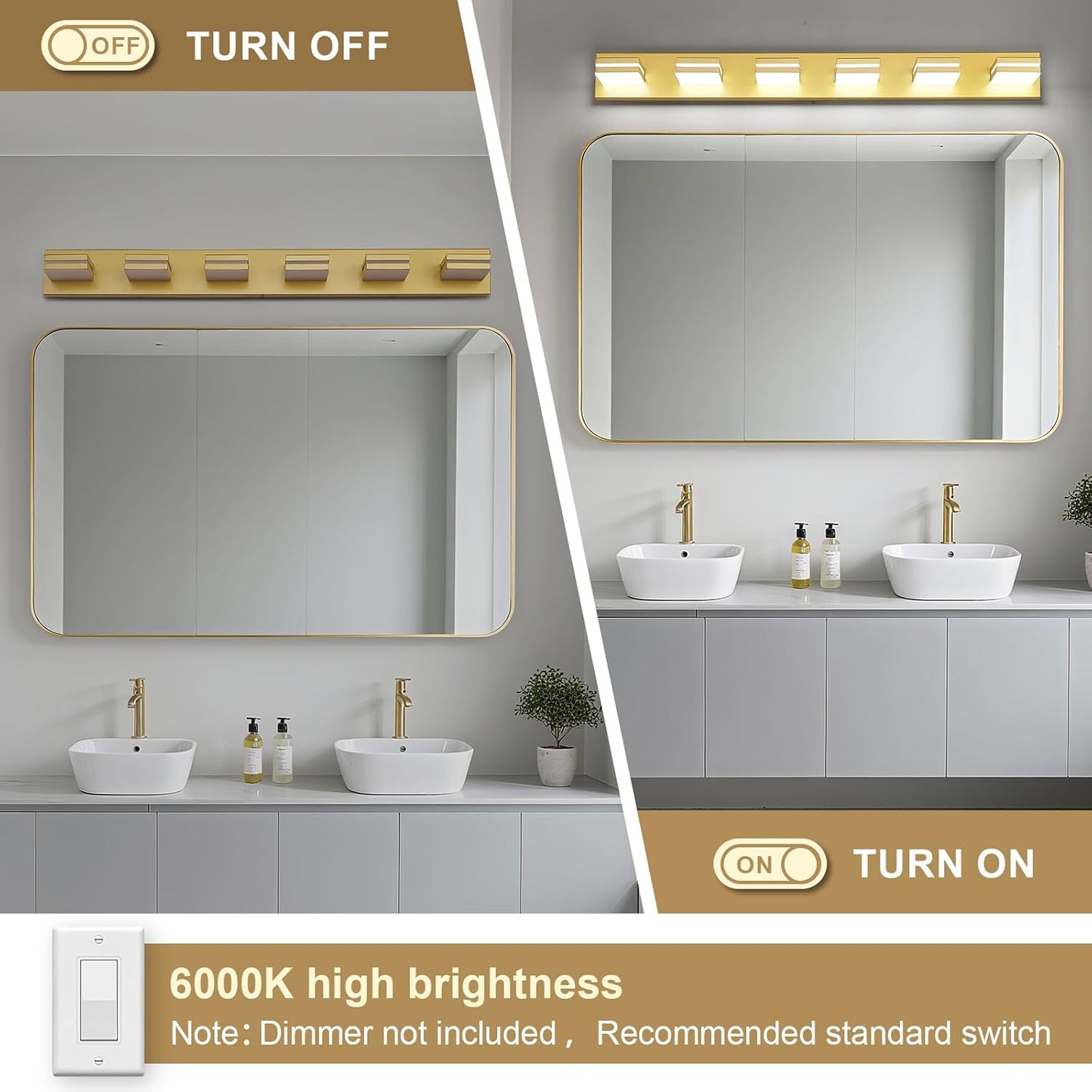 3-Light Modern LED Bathroom Vanity Light Fixture - Black Metal & Acrylic, 16-inch Over Mirror Lighting