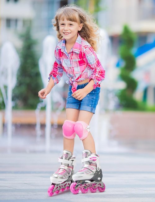 2PM SPORTS Cytia Pink Inline Skates - Adjustable Roller Skates with Light-Up Wheels for Kids