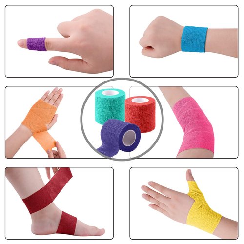 BQTQ 60 Rolls Self Adhesive Bandage Wrap 2 Inch Self Adherent Wrap Self Stick Bandages Wound Tape Stretch Bandage for Wrist Ankle Swelling Sprains(Rich Color)