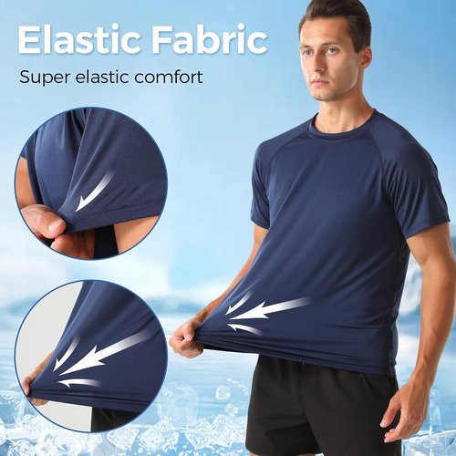 HYCOPROT Men's Quick-Dry Workout T-Shirts - Moisture-Wicking Short Sleeve Athletic Tee for Gym & Running