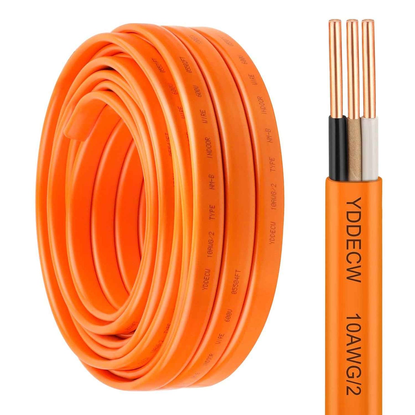 14 Gauge NM-B Wire with Ground - 50FT Pure Copper Indoor Electrical Cable for Outlets & Switches
