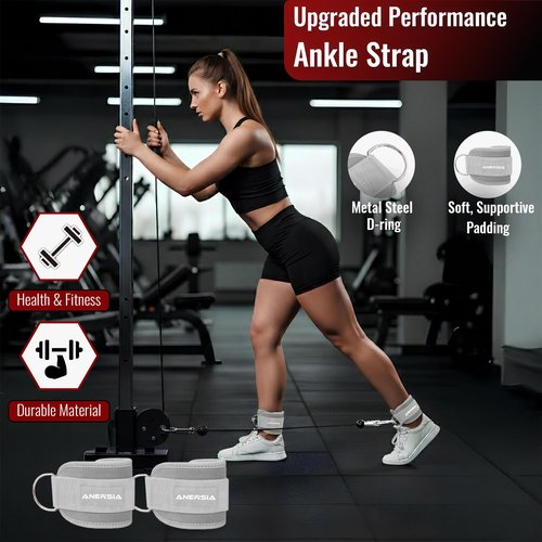 ANERSIA 11-Piece Barbell Pad Set – Squat Cushion for Hip Thrust, Resistance Bands, Ankle Straps, Weightlifting Straps & Barbell Clips – Grey – Complete Workout Kit for Men & Women