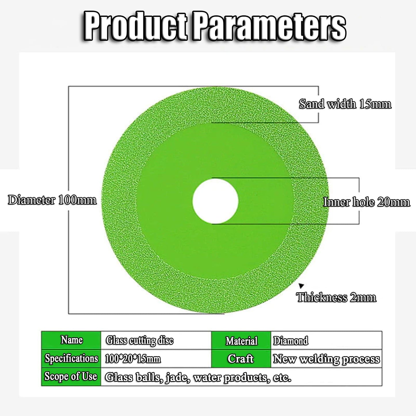3Pack Rock Slab Grinding Disc,Glass Cutting Disc for Angle Grinder,4" X 7/8” Tile Cutter Blade,for Wet and Dry Cutting of Stone,Jade,Wine Bottles,Etc