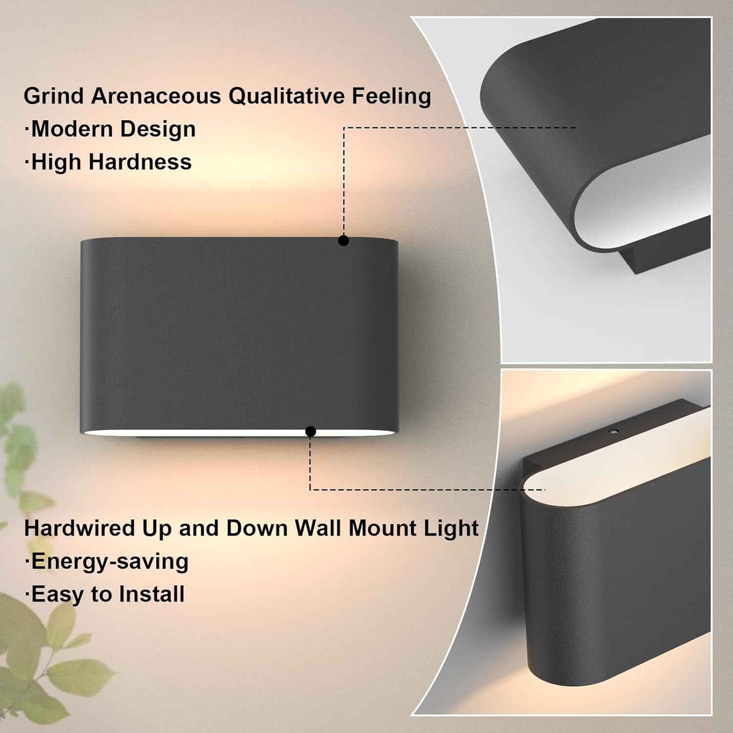Modern Black LED Wall Sconces Set of 2 - Hardwired Up & Down Indoor Lights for Living Room, Bedroom, Hallway - Warm White 3000K (Includes G9 Bulbs)