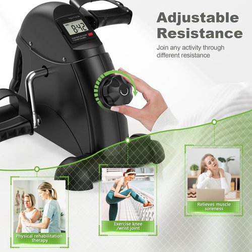 FEIERDUN Under Desk Bike Pedal Exerciser for Arm/Leg Exercise, Mini Exercise Bike Adjustable Magnetic Resistance Desk Cycle with LCD Screen Display for Home/Office Workout