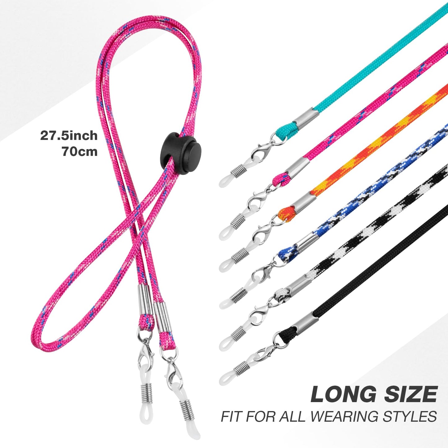 DUGRAFT Glasses Strap 6-Pack - Eye Glasses Holders Around Neck, Sunglasses Strap for Sports & Casual Wear - Adjustable, Secure & Comfortable