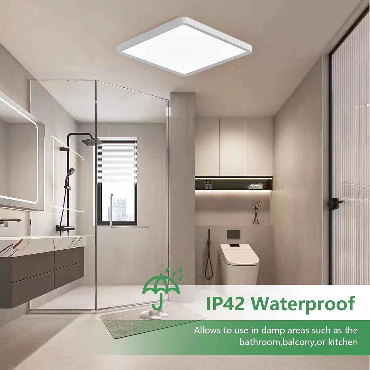 50W 20-Inch LED Flush Mount Ceiling Light - 5000LM, CCT Selectable, Low Profile for Hallway, Kitchen, Bedroom