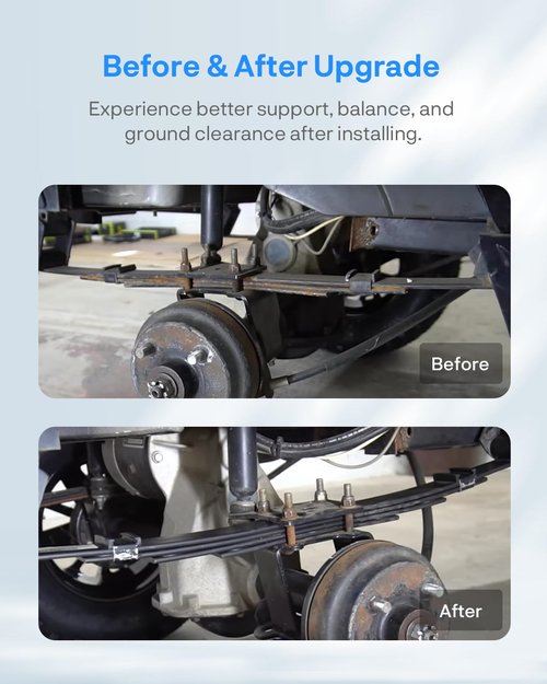 JY PERFORMANCE Golf Cart Rear Leaf Spring Kit Fits for Club Car Precedent/Onward/Tempo 2004+, 4-Leaf Leaf Spring w/Bushings Sleeves U Bolt, Replace OEM 102509301, 102513001