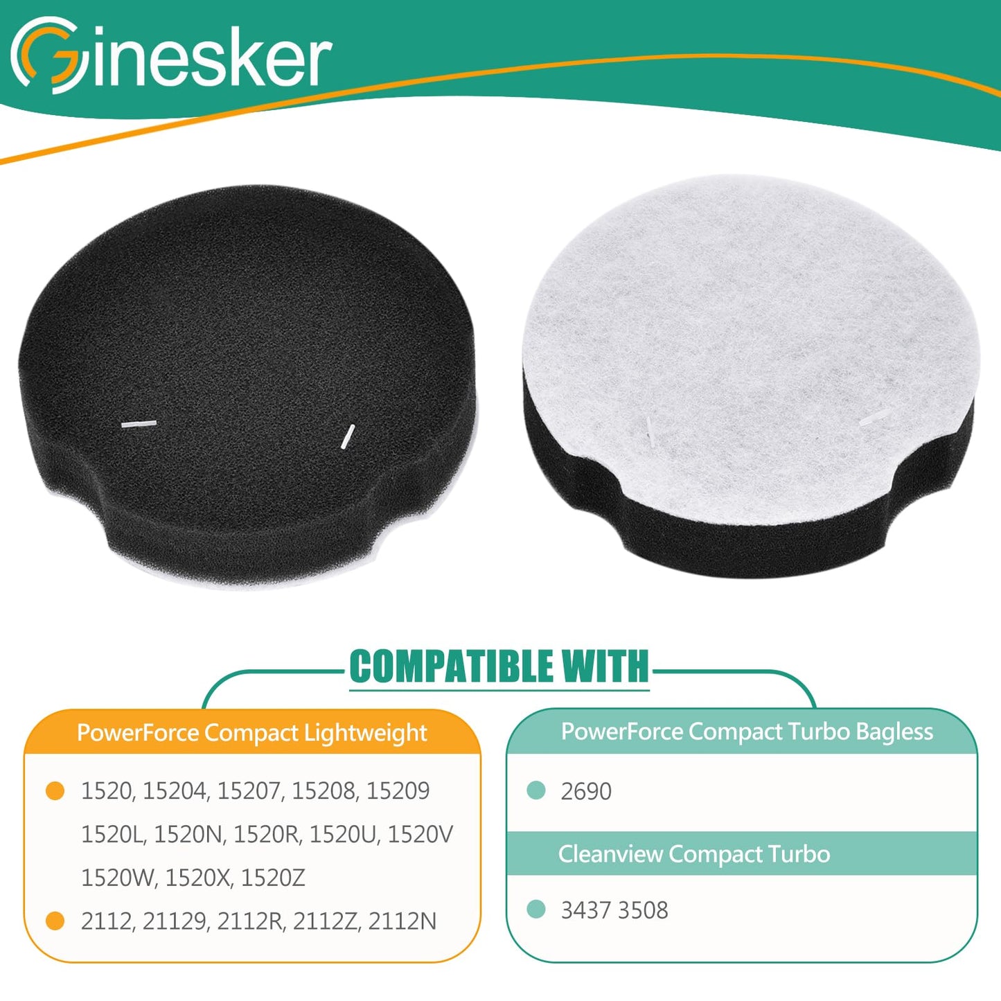 4 Pack Replacement Filters for Bissell Powerforce Compact Lightweight Upright 2112 1520 Turbo Bagless 2690 Cleanview Vacuum Cleaner, Compare to Part #1604896