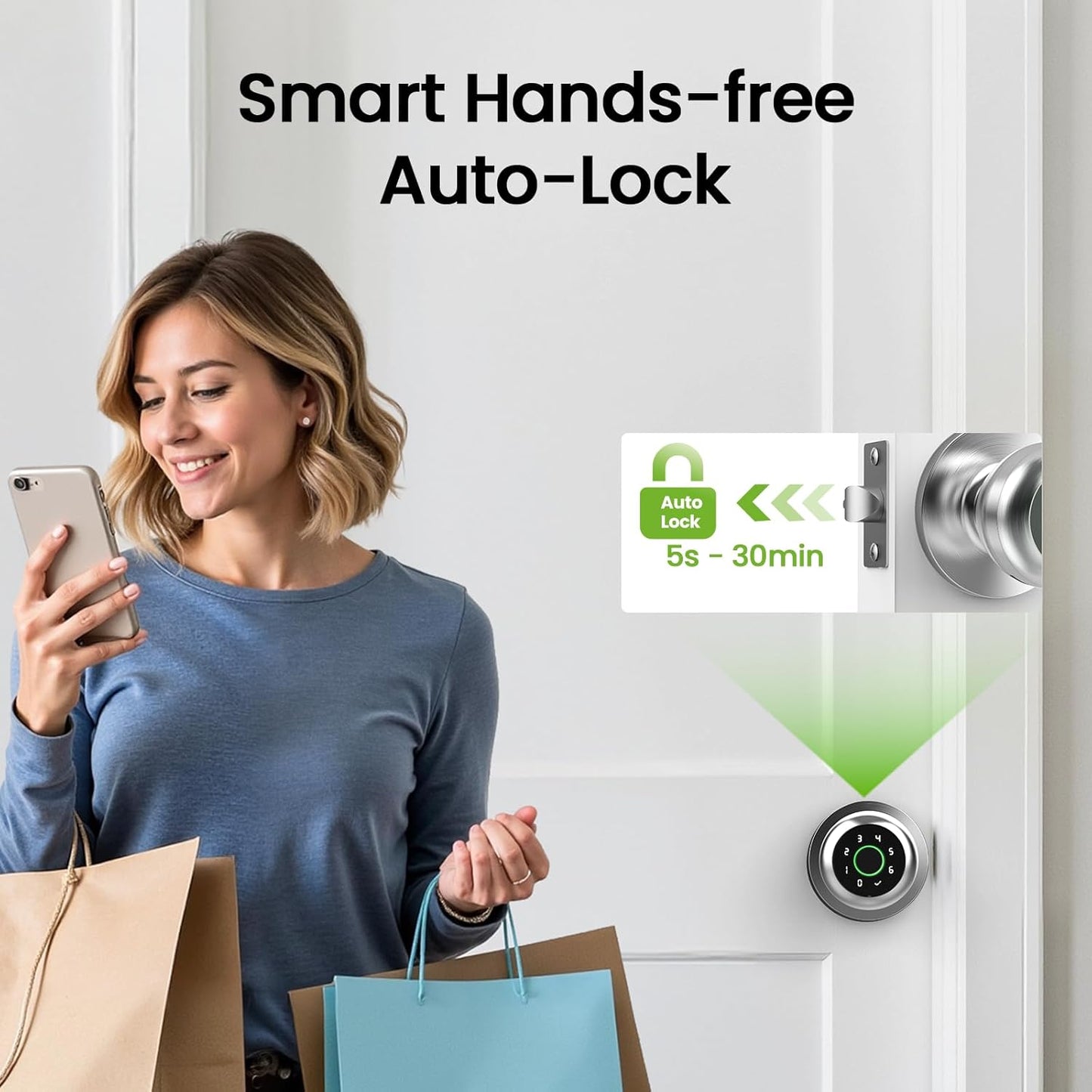 Smart Fingerprint Door Lock with App Control - 3-in-1 Biometric Knob for Home & Office