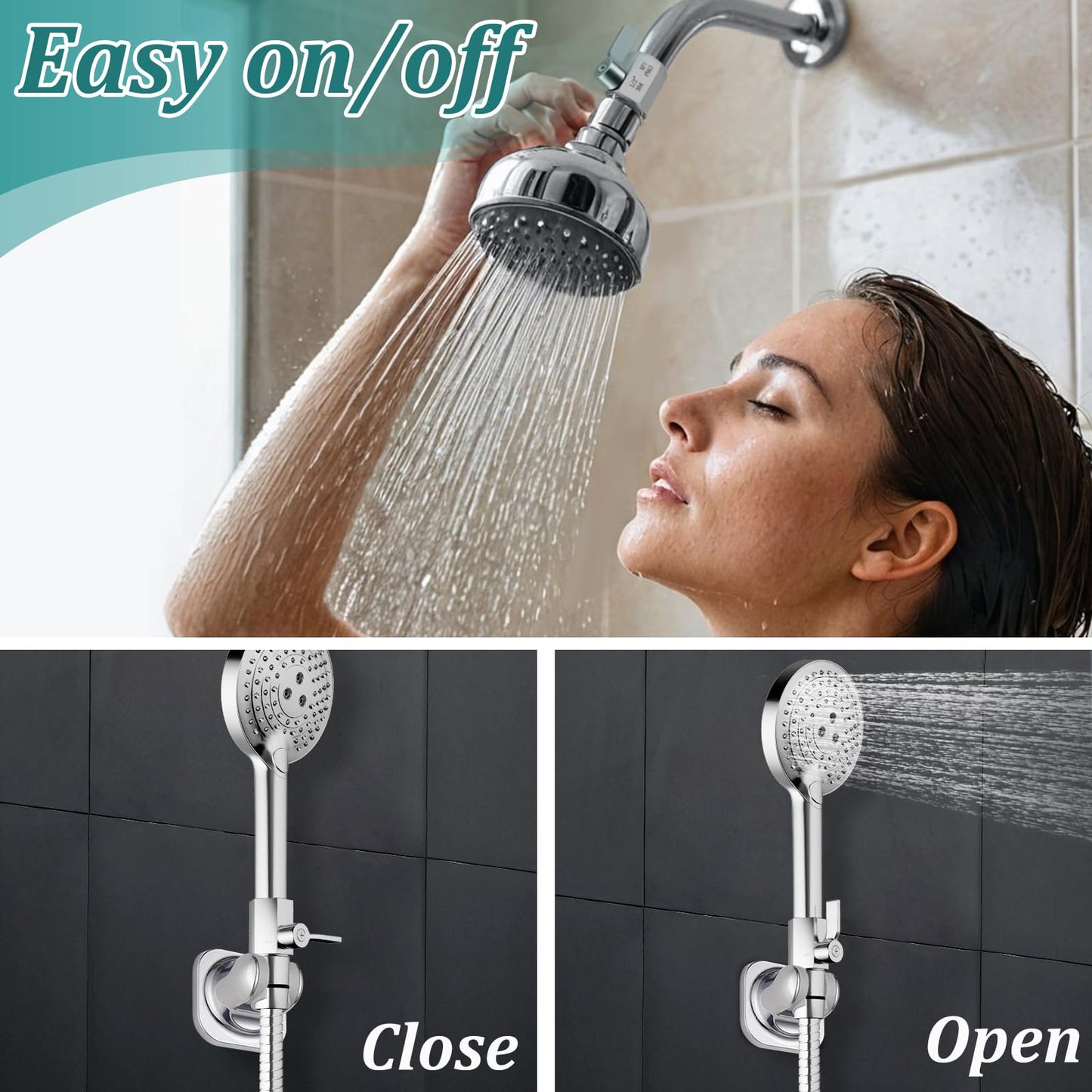 Shower Head Shut Off Valve 304 Stainless Steel Mini Ball Valve(1/2" Female X Male) NPT Thread Water Flow Control,RV Shower Head with Hose Flow Restrictor