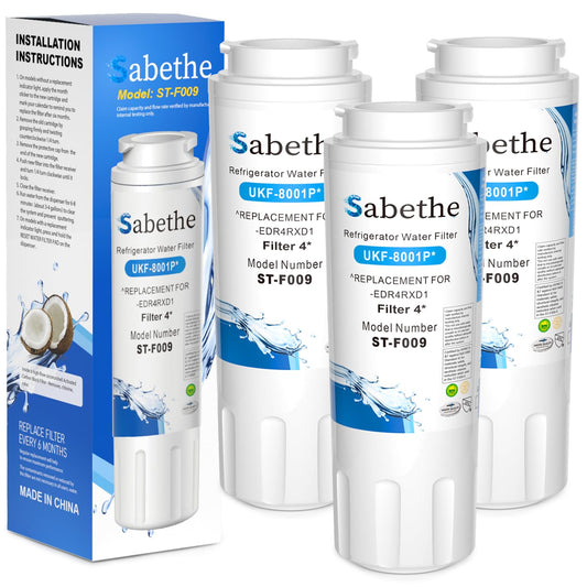 Sabethe UKF8001 Water Filter Replacement for EDR4RXD1, Filter 4, Maytag UKF8001AXX-200, UKF8001P, 4396395, 469006, Puriclean II, FMM-2, white (3 Count Pack Of)