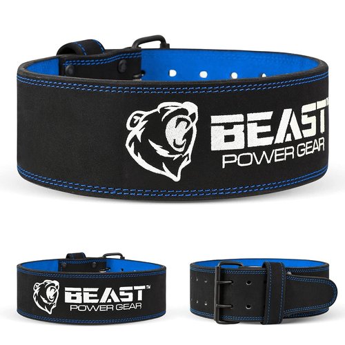 Beast Power Gear Weight Lifting Belt for Women & Men - Leather Power Belt with Back and Core Support for Weightlifting, Powerlifting, Strength Training, Squat and Deadlift Free Strap