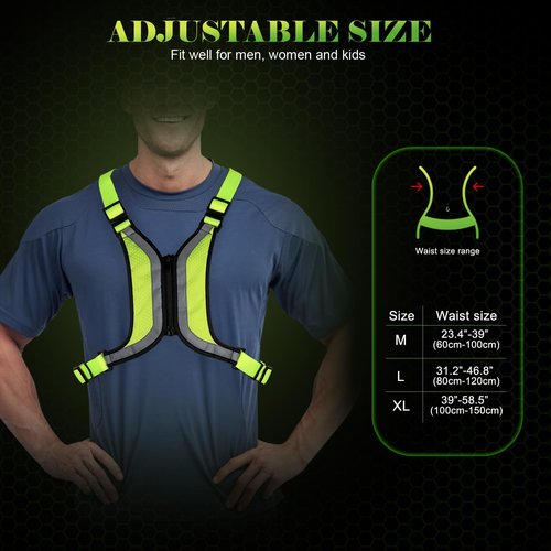 Vizbrite LED Reflective Vest, Light Up Running Vest, Rechargeable Reflective Running Gear for Walking Running Cycling at Night, Adjustable for Men Women