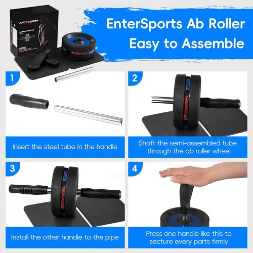 EnterSports Ab Roller Wheel - Core Strength Training Equipment with 2 Knee Pads for Home Gym