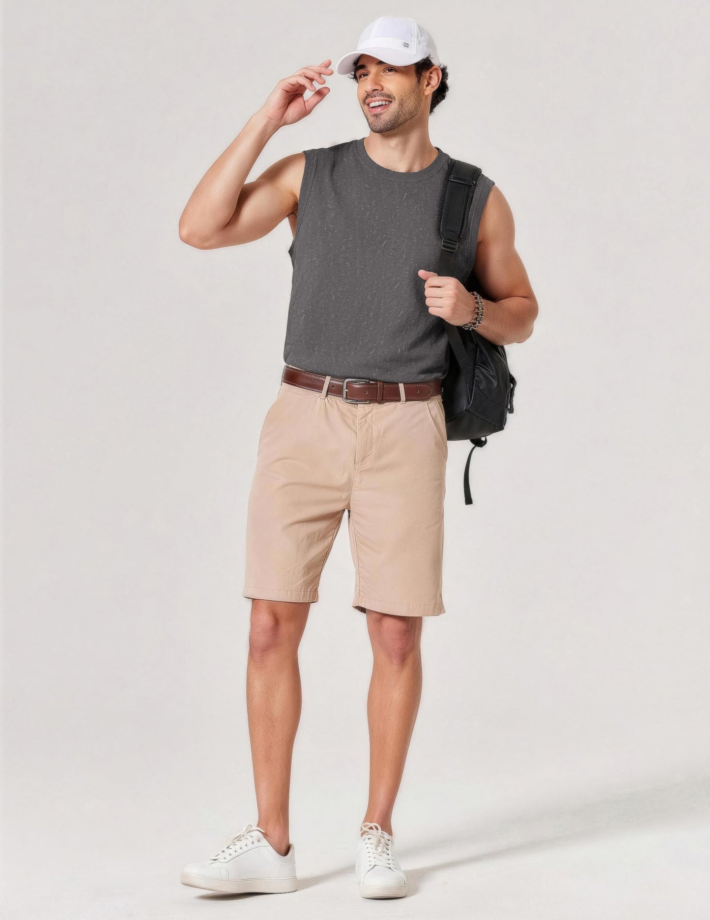 COOFANDY Men's Cotton Sleeveless T Shirt Oversized Workout Tank Top Dark Gray Retro Washed T Shirts Wide Shoulder