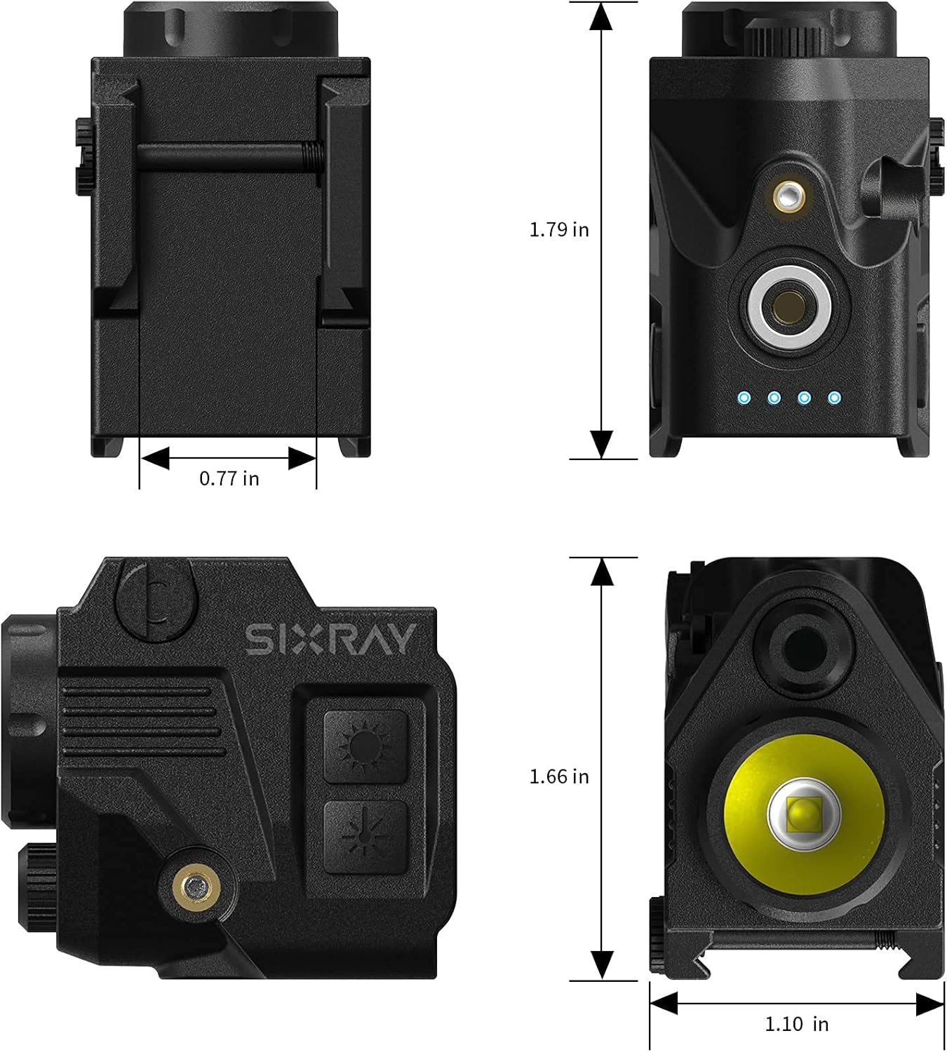 SIXRAY Pistol Light Laser Sight - 420 Lumens LED Gun Light with Magnetic Charging & Quick Release