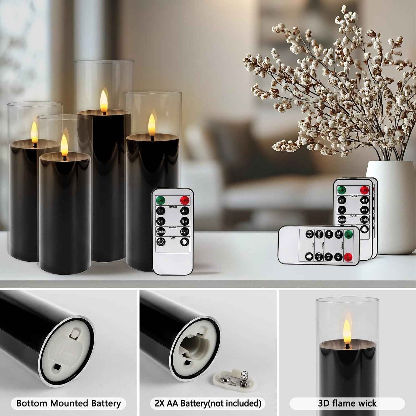24-Pack Remote Control LED Flameless Candles - 3D Flame Timer Candles for Home, Weddings & Holidays