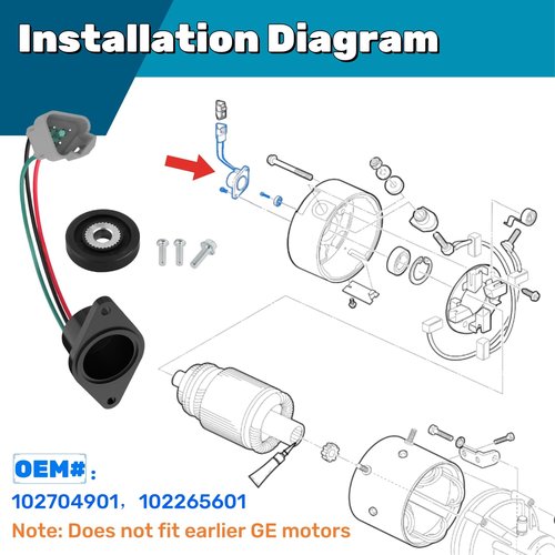 GFHUREB Golf Cart Speed Sensor (High Speed Magnet), for Club Car IQ DS and Precedent (2004-up) 48V Electric Golf Carts with ADC Motor, Replaces OEM 102704901 102265601