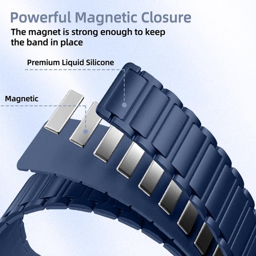 RosMank 22mm Silicone Watch Band Compatible with Garmin Venu 4 45mm/Venu 3 45mm/Venu 2/Vivoactive 4/Active, Magnetic Replacement Strap for Garmin Forerunner 570 47mm/Forerunner 265/255, DarkBlue