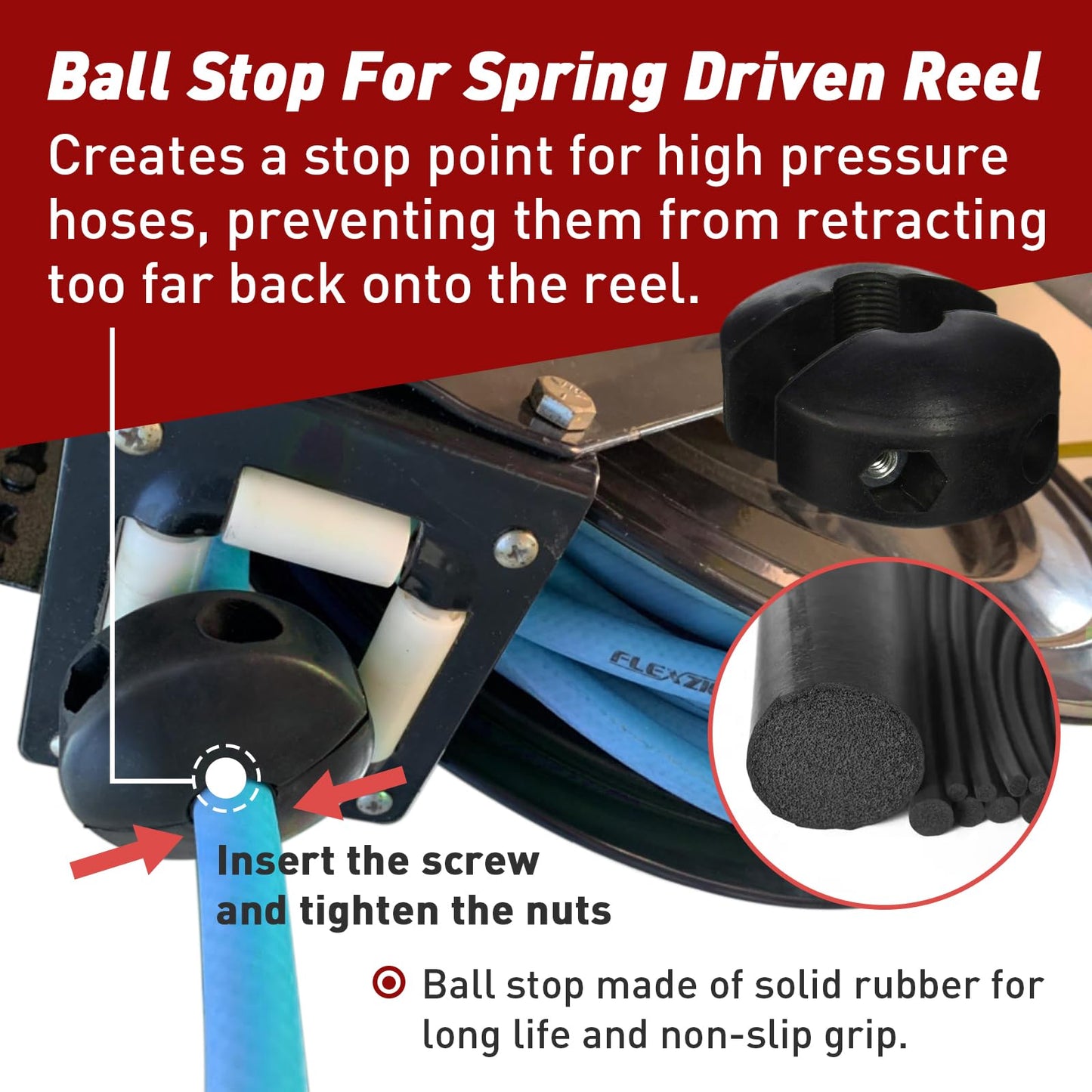 FixlyFido Ball Stopper for Air Hose Reels - Compatible with 1/2 Inch Air Hoses - Prevents Tangling and Damage