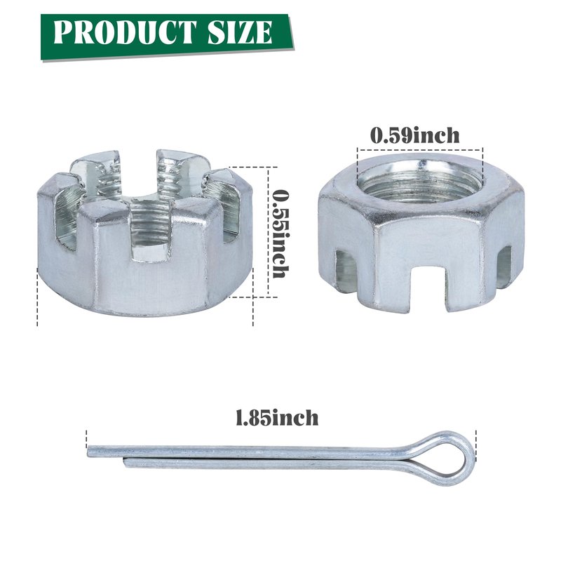 10L0L 2 Set Golf Cart Hexagon Slotted Nut & Pinning,Hexagon Nuts Kits for EZGO TXT 1976-Up Replacement Part 5/8-1815483-G1/612928 3010387-G1