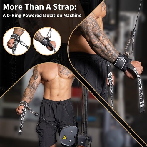 MOST GRIP Drip Glue Non-Slip Wrist Straps for Weightlifting, 2-in-1 Lifting Straps with D Rings for Cable Machine Workout, 10mm Neoprene Padded Wrist Wraps for Weight Lifting Deadlift