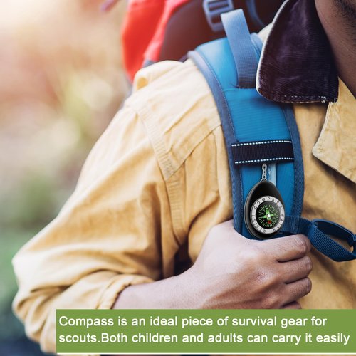 Janinka 18 Pcs Small Keychain Compass Hiking and Survival Mini Pocket Compass Bulk for Outdoor Camping(Black)