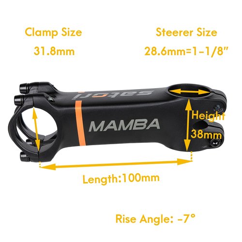 Satori Mamba Bicycle Stem -7 Degree Professional Level 3D Forged Alloy Road Mountain Bike Lightweight Handlebar Stem 31.8mm Clamp - Compatible with 1-1/8" Fork Steerer Tube - Length 100mm