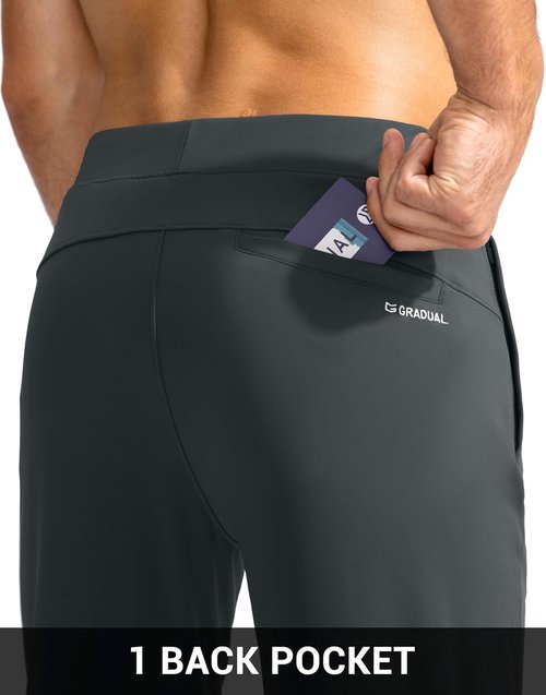 G Gradual Men's Golf Joggers - Slim Fit Stretch Sweatpants with Zipper Pockets | Ideal for Work & Running