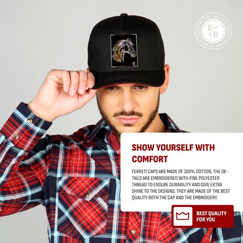 Ferreti Culiacan The Horse Hat - Premium Black Trucker Hats for Men and Women, Ball Caps for Men for Any Occasion, Gorra para Hombre Ajustable, Black Snapback Cap - Adjustable Size