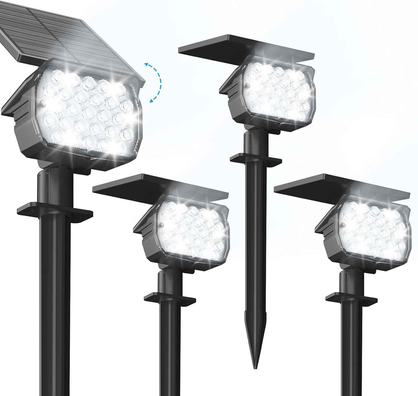 VOLISUN 8-Pack Solar Landscape Spotlights - IP67 Waterproof Uplights for Garden & Pathway, 27 LED Warm White, 3 Lighting Modes