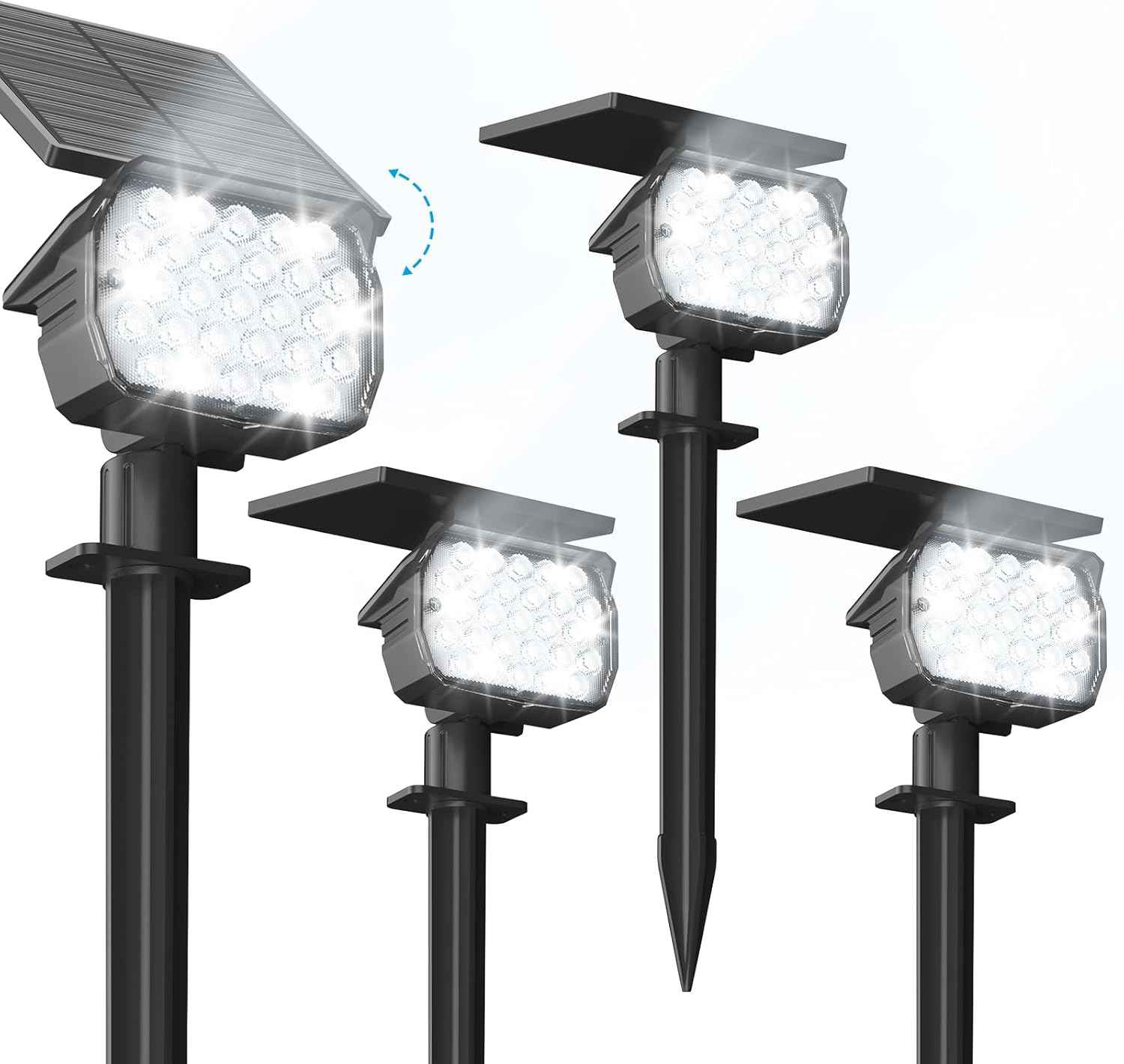 VOLISUN 8-Pack Solar Landscape Spotlights - IP67 Waterproof Uplights for Garden & Pathway, 27 LED Warm White, 3 Lighting Modes