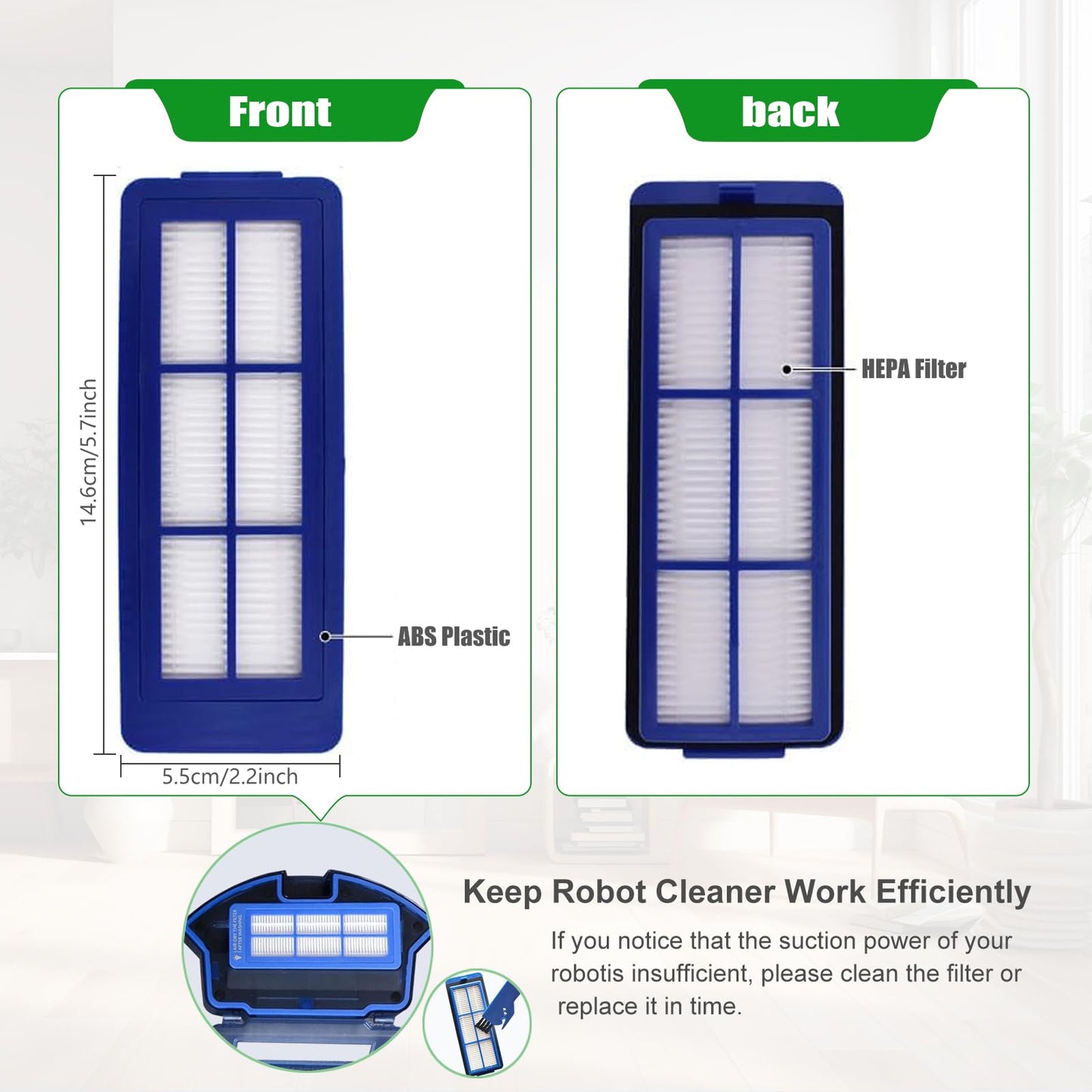 Detetap 6 Pcs Replacement HEPA Filters for Eufy 11S Max 15C Max, 30C Max,39C Max,G30 Edge, G30 Hybrid Vacuum Cleaner Spare Filters Sets, Blue