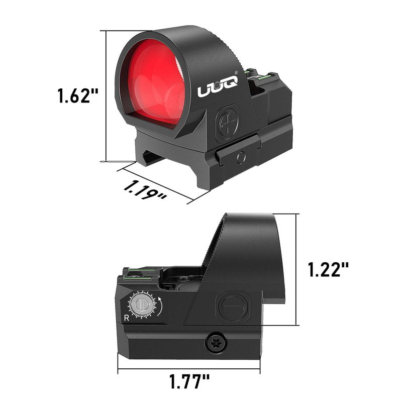 UUQ EagleC28 Shake Awake Red Dot Sight Compatible with RMR/SRO and Picatinny Mount 2moa,1x26mm Round Lens,10 Brightness Micro Reflex Optic for Rifle, Pistol and Shotgun (RMR/SRO with Fiber Optics)